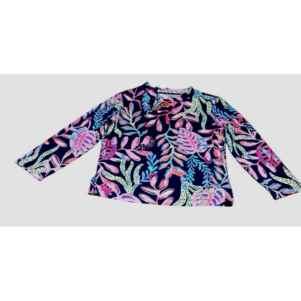 Lilly Pulitzer Girls 7 Swim Top Shirt Rash Guard You Been Spotted Long Sleeve
